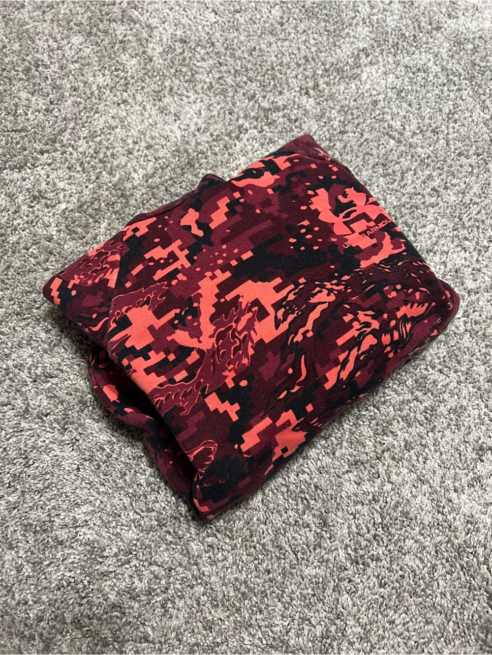 Boys under armour Red & Black Camouflage Hoodie